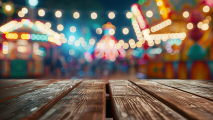 Festive Solitude: Empty Table with a Carnival in Soft Focus