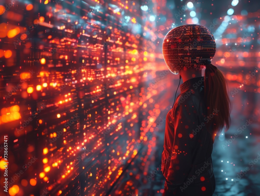 Poster quantum computer generating a holographic dimension users exploring digitally
