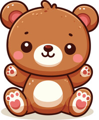 cute bear cartoon vector on white background
