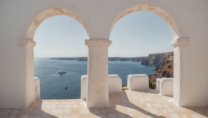 White architecture on Santorini island, Greece. Beautiful landscape with sea view