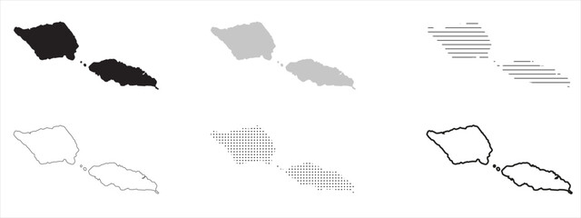 American Samoa State Map Black. American Samoa map silhouette isolated on transparent background. Vector Illustration. Variants.