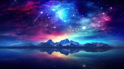 Mystic Nocturne: Enchanting Nebulas in the Midnight Sky - obrazy, fototapety, plakaty