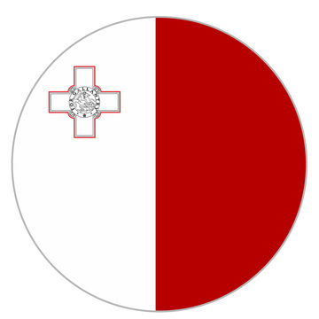 malta flag round shape isolated on white