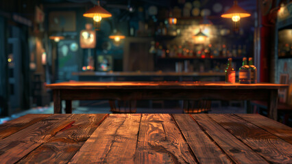 A Quiet Corner: Empty Table with a Night Pub in the Background, for product display