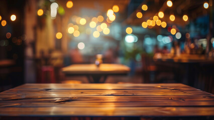 Fototapeta na wymiar Pub Nights: An Empty Table Amidst the Bustle