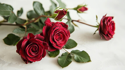 Beautiful bouquet of red roses on isolated background