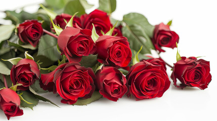 Bouquet of red roses on white isolated background
