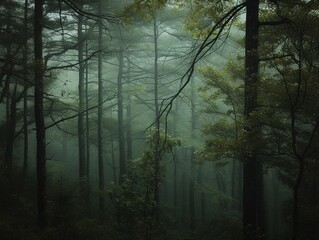 Mystic Forest Canopy in Ethereal Light