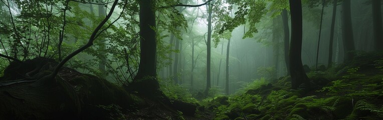 Fototapeta premium Enigmatic Forest in Morning Mist