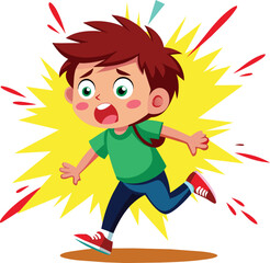 boy in panic cartoon vector, Emotional Frightened boy vector illustration
