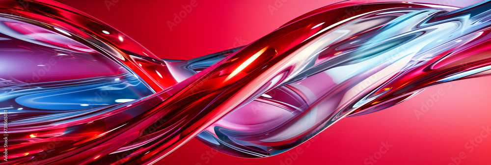 Poster dynamic abstract design: bright, futuristic light waves with colorful neon lines and fluid shapes on