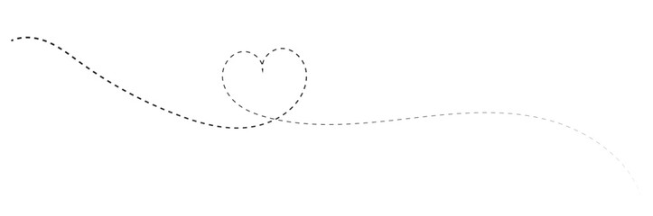 Hand drawn heart line art banner background transparent isolated