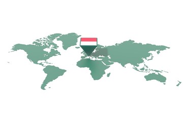 Mappa Terra con  evidenziato la nazione Principato di Monaco e segnaposto colorato con colori della bandiera © albasu