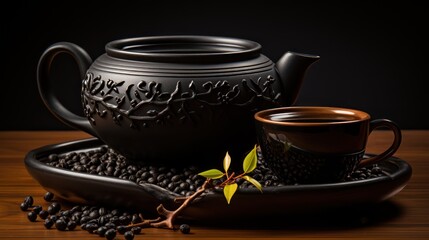 Obraz na płótnie Canvas bowl of tea with a teapot UHD WALLPAPER