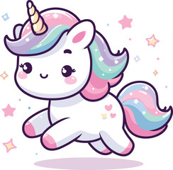 Fototapeta premium cute Unicorn cartoon vector on white background 