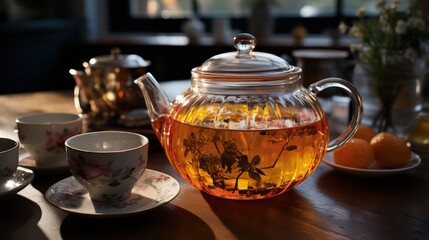 bowl of tea with a teapot UHD WALLPAPER