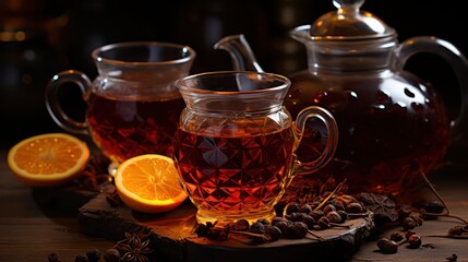 bowl of tea with a teapot UHD WALLPAPER