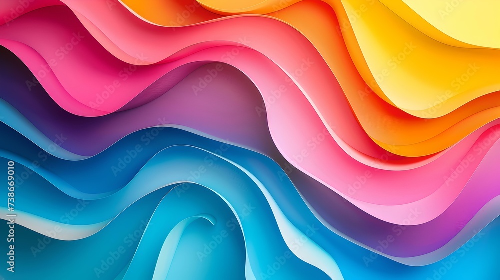 Poster vibrant abstract art displaying colorful curves and waves. perfect for backgrounds and modern design