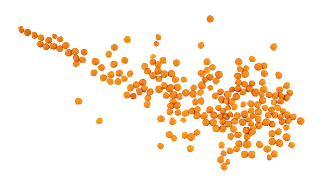 the pile of yellow lentil beans, dry powder spice grains, graphic element isolated on a transparent background  