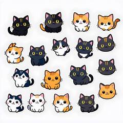 cat-character-sticker-pack-each-sticker-isolated-against-a-pure-white-backdrop-flat-illustration