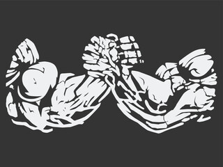 Sketch Strong Arm Wrestling Fighting Doodle Hand Drawing Illustration