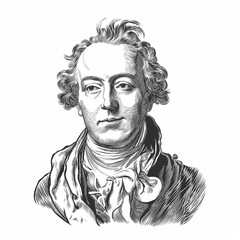 Denis Diderot vector sketch portrait
