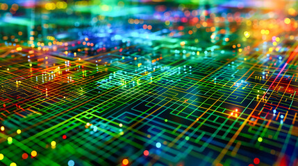 Intricate Digital Network: Abstract Technology Background with Blue Circuit Board Lines and Processor Elements