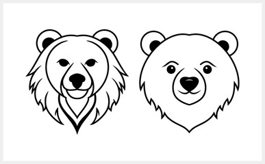 Cartoon bear clipart isolated Animal logo Coloring page book Vector stock illustration. EPS 10