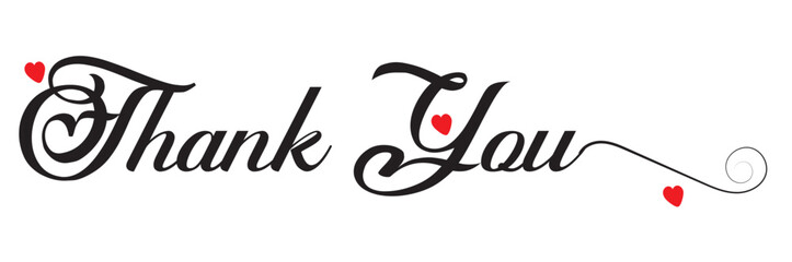 Thank You Hand Lettering. Typography Design Inspiration. Black colored. On a white background. Vector