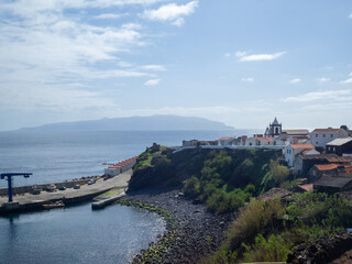 Fototapeta na wymiar Vila do Corvo port and housing, Azores