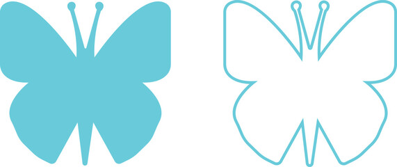 Butterflies silhouette colorful drawing flat or line icon set. Flaying butterflies vector collection isolated on transparent background. Use for graphic design, beauty, web and mobile app.