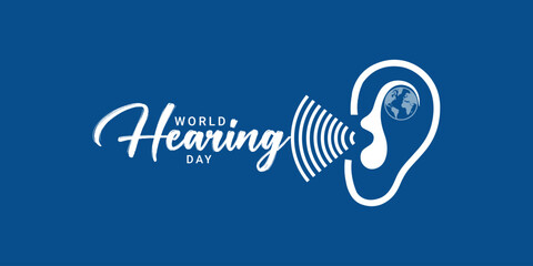 World Hearing Day, raise awareness about how to prevent deafness and how to prevent deafness and hearing loss and promote ear and hearing care around the world, vector illustration. - obrazy, fototapety, plakaty