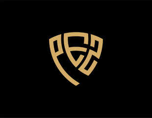 Naklejka premium PEZ creative letter shield logo design vector icon illustration