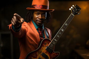 Obraz premium Skilled Musician in Fashionable Stage Attire.