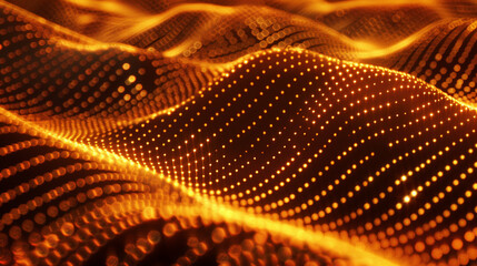 Amber color background made of halftone dots and curved lines