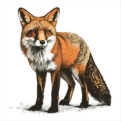 red fox isolated on white, generative ai.