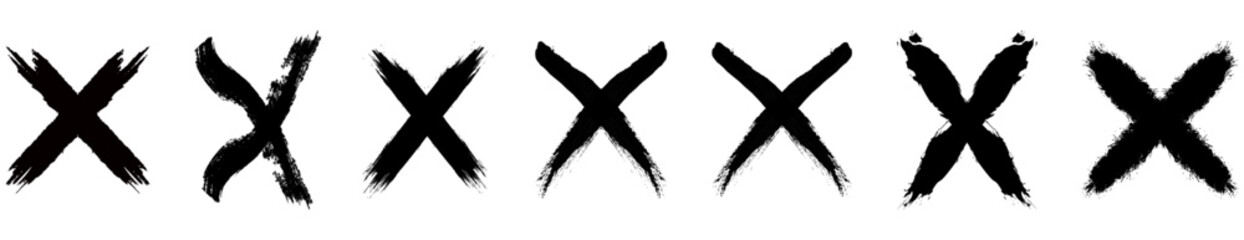 Black Cross Sign set. Wrong mark collection. Red cross X symbol. Red grunge X icon. Cross brush signs - stock vector. 