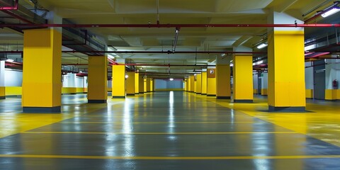 empty, spacious underground parking garage