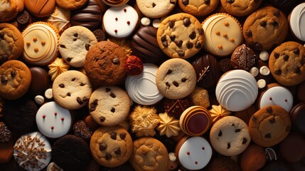 Obraz premium Above view delicious cookies arrangement UHD WALLPAPER