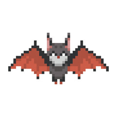 Fototapeta premium 8 bit Pixel of bat.Halloween Pixel. Pixel animals for game assets in vector illustration.