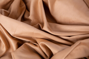Texture of  crumpled bed linen with waves - 738676636