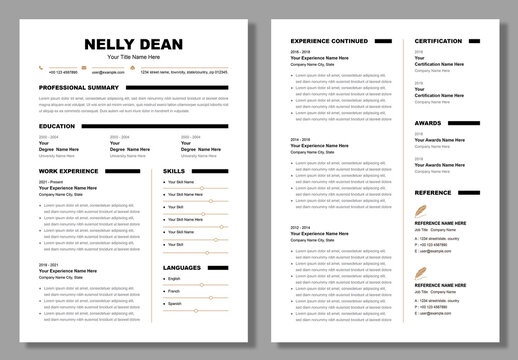 Black And White Resume Template