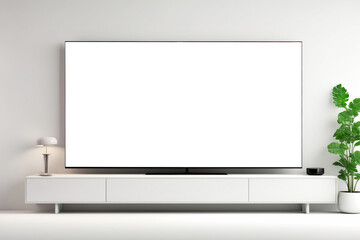 lcd tv with empty white screen for mockup