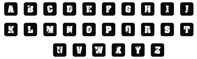 English alphabets block icon set in unique style. Set of A-Z numbers simple black style symbol sign for apps and website,