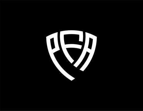 PFA creative letter shield logo design vector icon illustration