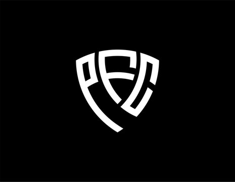 PFC creative letter shield logo design vector icon illustration