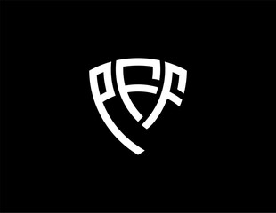 PFF creative letter shield logo design vector icon illustration