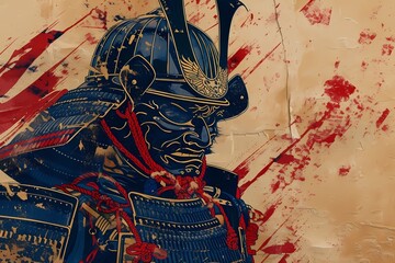 background painting with the image of a samurai