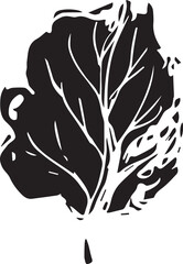 Fototapeta premium Trendy realistic with black leaves on white background. Hand drawn black illustration.