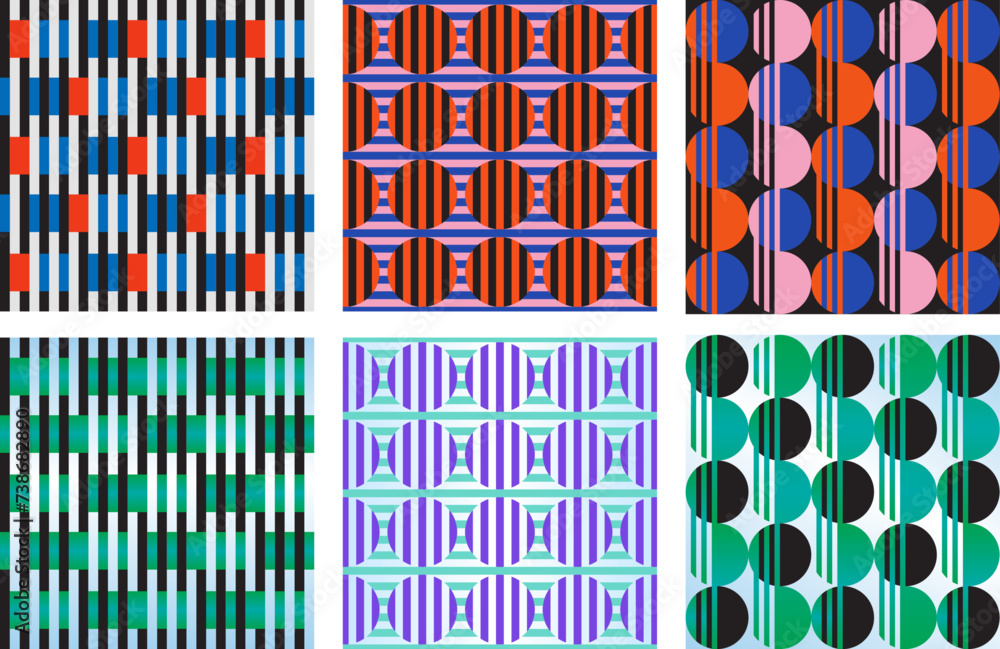 Poster repetitive abstract vector pattern design digital linear aesthetics colorful artwork vivid gradient 